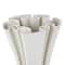 White Ceramic Abstract Ribbed Dimensional Folded Vase with Curvy Rim
